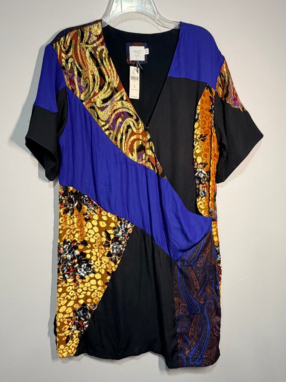 NWT Anthropologie HD in Paris Camellia Patchwork Silk Blend Dress Size 12